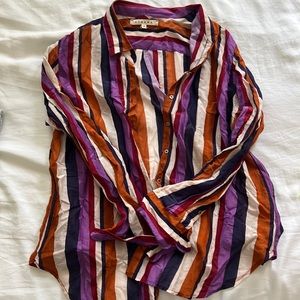 XiRENA Cotton Silk Striped Button Up Size M